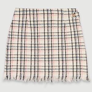 [Maje] Jianey White Multicolor Tweed Plaid Mini Skirt Sz FR 36 Small